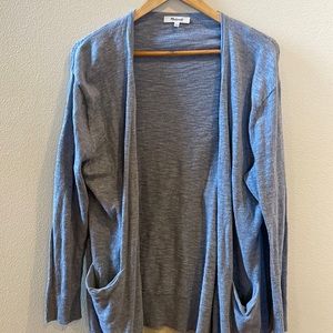 MADEWELL Gray Open Front Relaxed Cardigan Sweater with Pockets Size Medium